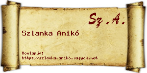 Szlanka Anikó névjegykártya